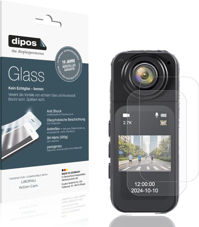 dipos – 2x Matte Pantserfolie geschikt voor LIROPAU Action Cam | 9H Screenprotector