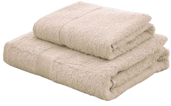 Handdoekenset van 100% katoen in beige - 100 x 60 cm