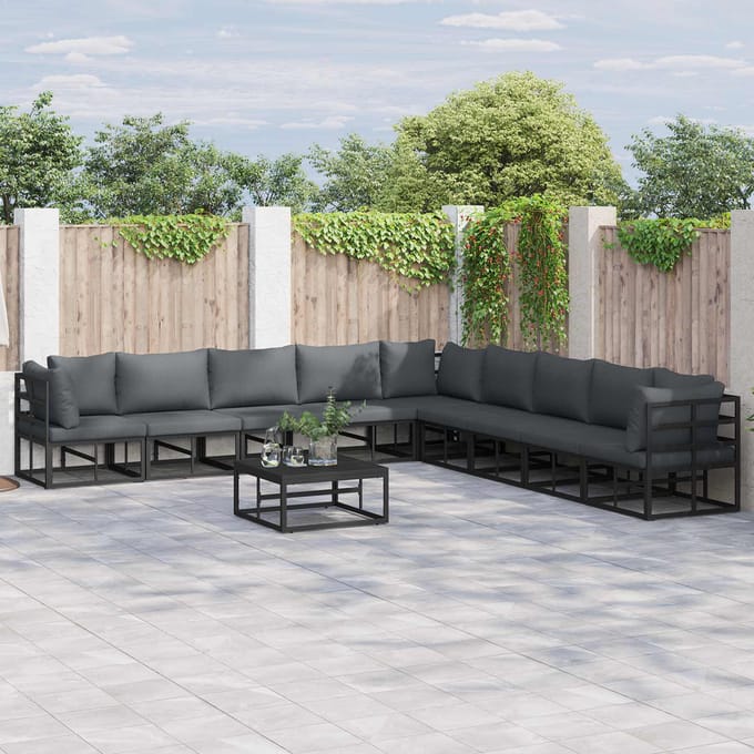 vidaXL - Tuinbank - Set - 10 - st - Zwart - Aluminium