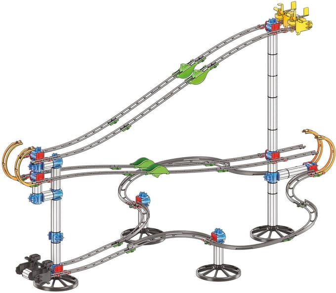 Quercetti knikkerbaan Skyrail League 7,5 meter racebaan speelgoed.