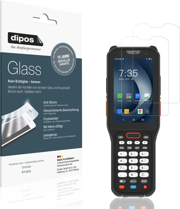 dipos – 2x Pantserfolie geschikt voor Urovo RT40S | 9H Screenprotector