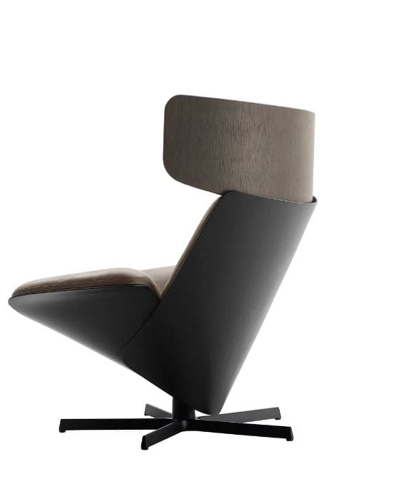 B&B Italia Almora Draaibare Fauteuil - Leder Gamma Ash Grey