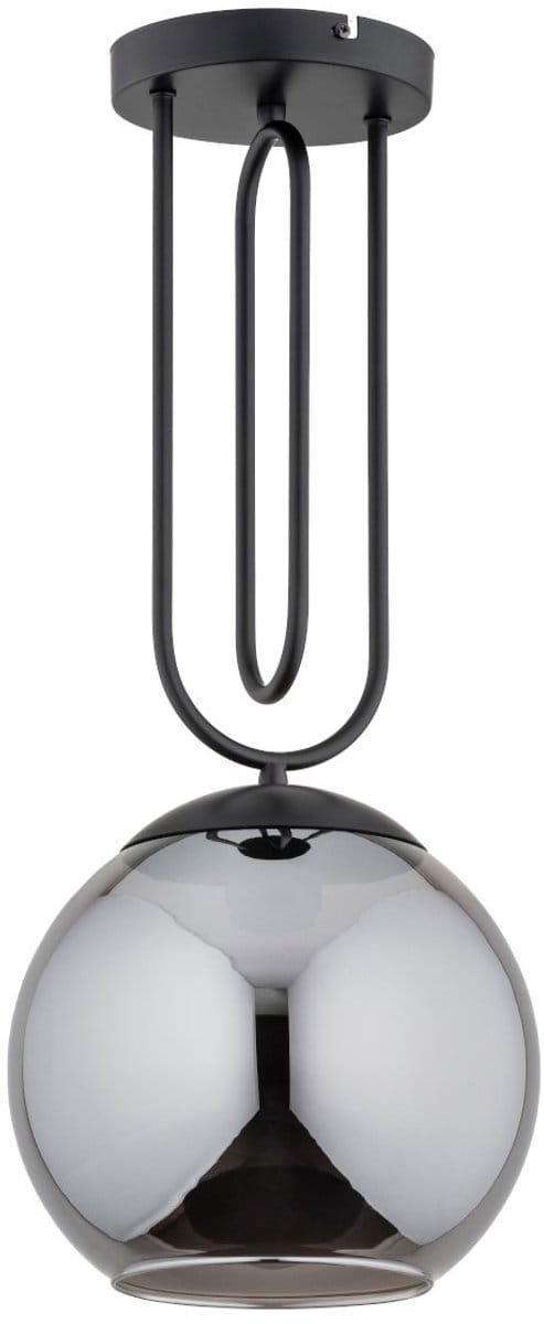 Zwarte hanglamp Rita Alfa met glazen bol, E27 fitting