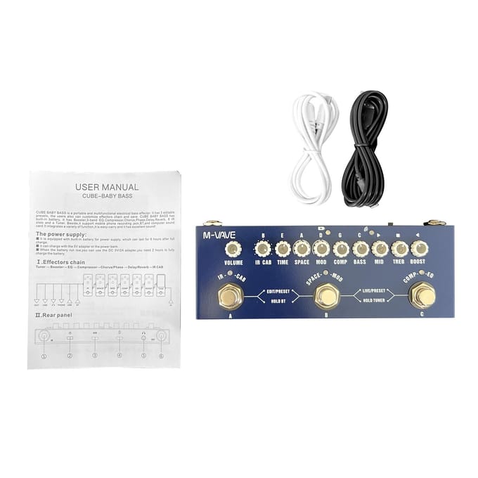 M-VAVE CUBE BABY Draagbaar multifunctioneel bas-gecombineerd effectpedaal met draadloze muziekweergave for Acoustic Guitar geel