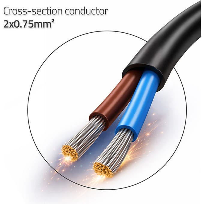 Qoltec Stroomkabel CEE 7/16 (C) |   2x0,75 mm² |   Koper Cu |   geïsoleerd gesoldeerd |   1,8 miljoen
