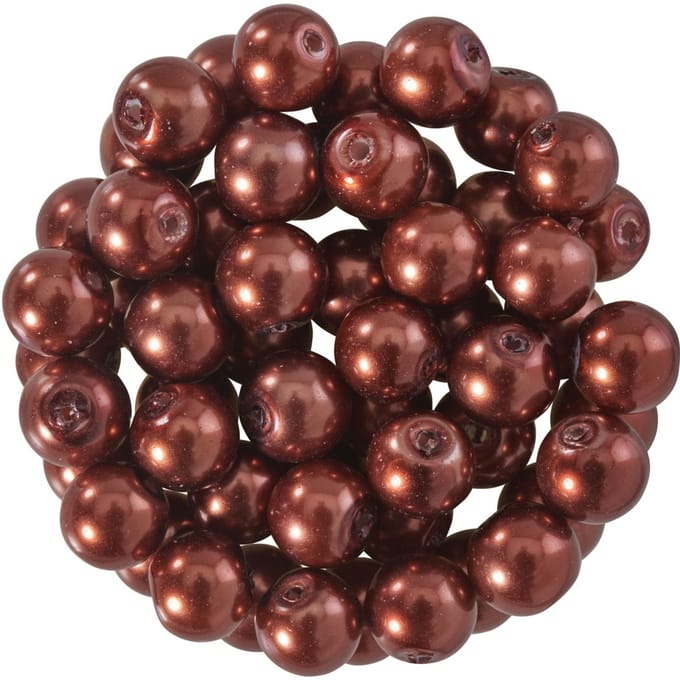 Glazen waskralen, Ø 6 mm, 55 stuks - Chocoladebruin