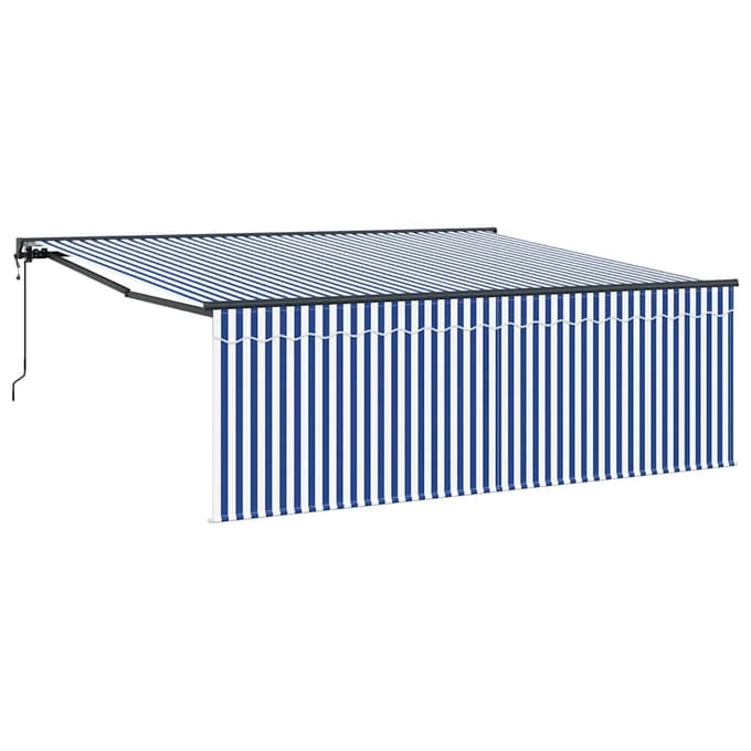 vidaXL - Uitschuifbare - luifel - Blauw - en - Wit - 400 - × - 300 - cm