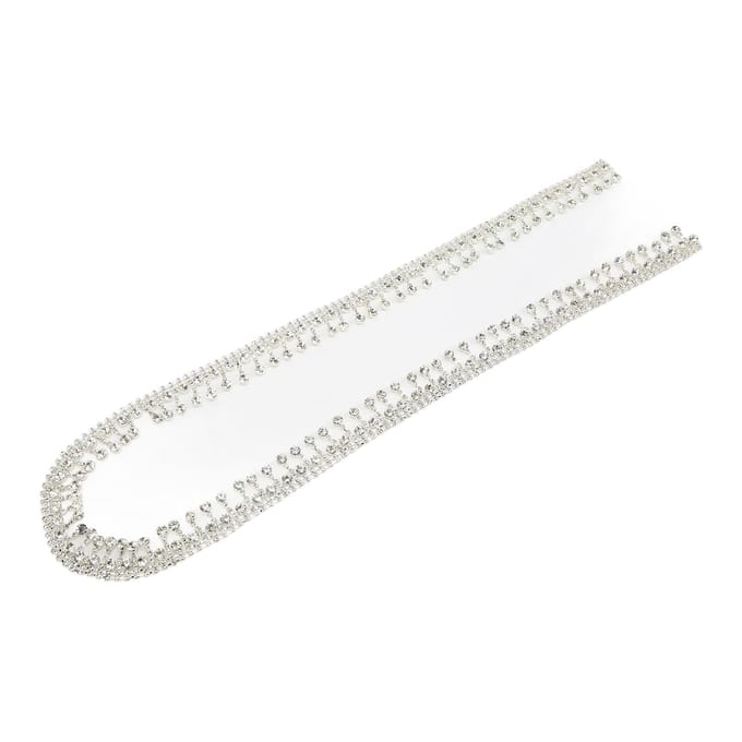 2cm 1 Yard Frange Strass Pendentif Strass Rond Courte Gland Frange Strass Facile à Couper white
