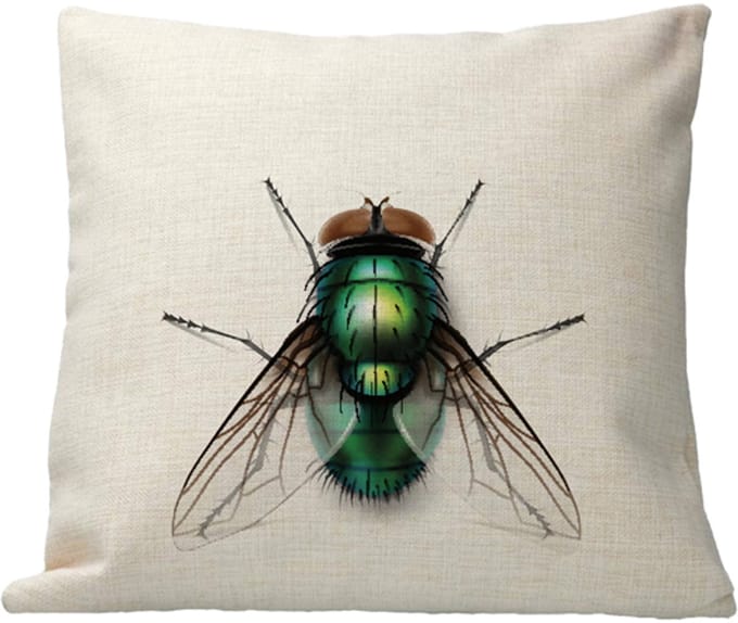 Kussen - Design - Insect - Vlieg - Linnen - Kleurvast - inclusief vulling