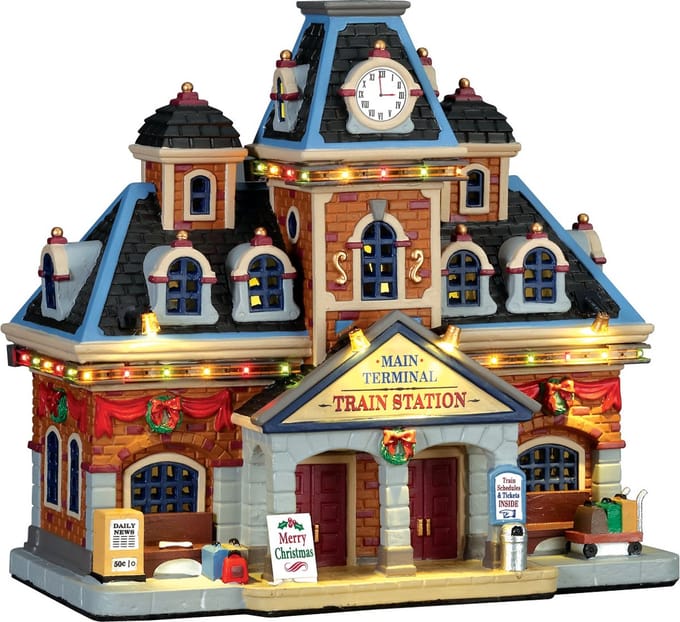 Lemax - Main Terminal Train Station -  With 4.5v Adapto - Kersthuisjes & Kerstdorpen