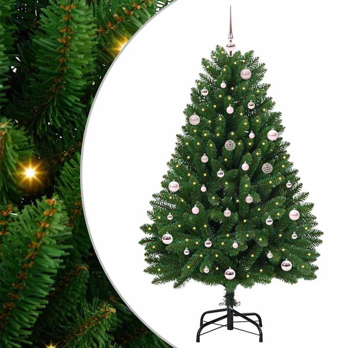 vidaXL - Kunstkerstboom - 150 - cm - 150 - LED's - Warmwit - PVC - en - Staal - Groen