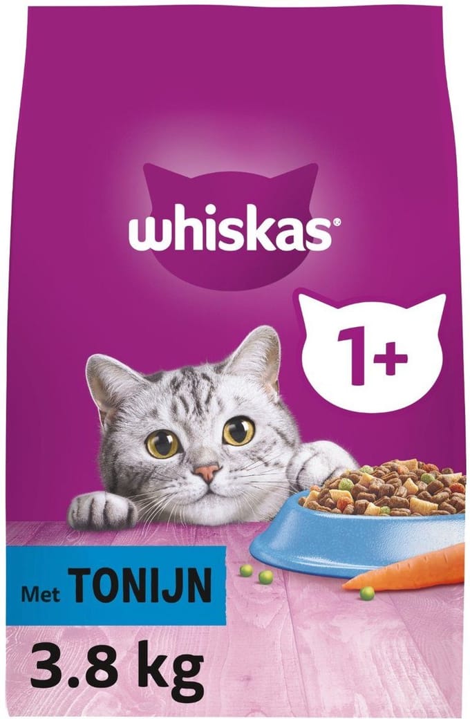 4x Whiskas Adult 1+ Tonijn 3.8kg