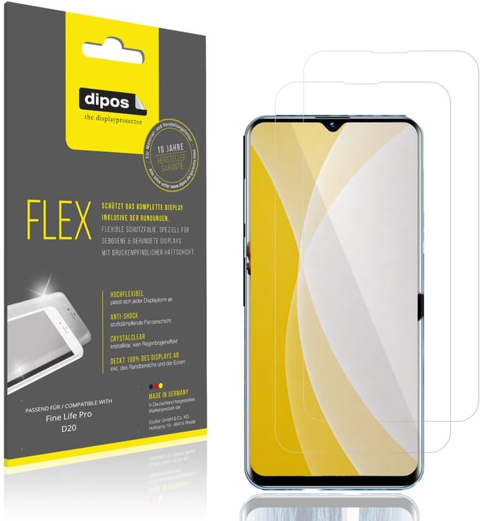 dipos – 2x Beschermfolie geschikt voor Fine Life Pro D20 | 3D Full Cover Screenprotector | 100% Passend
