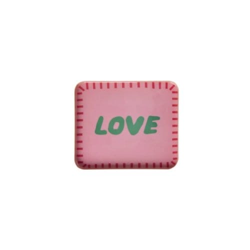 Rice metalen dienblad love, roze, small