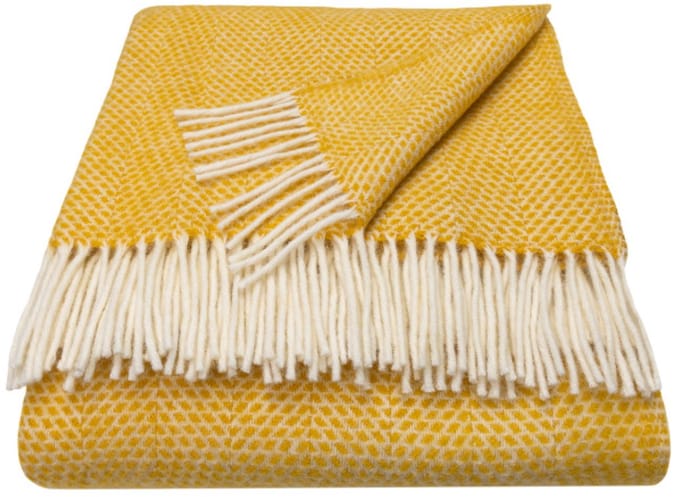 WOOOL Luxury Plaid - BEEHIVE (Yellow) 150x183cm - 100% Wol - Geel