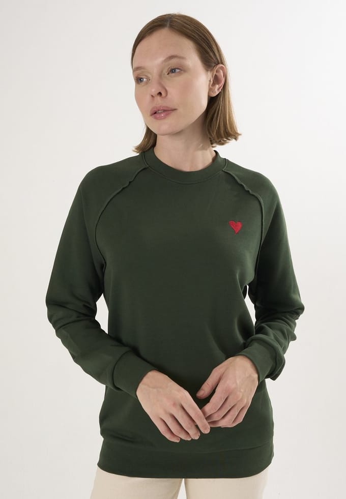Felix Hardy Basic Sweatshirt Ronde Hals Katoen Dames Groen - M