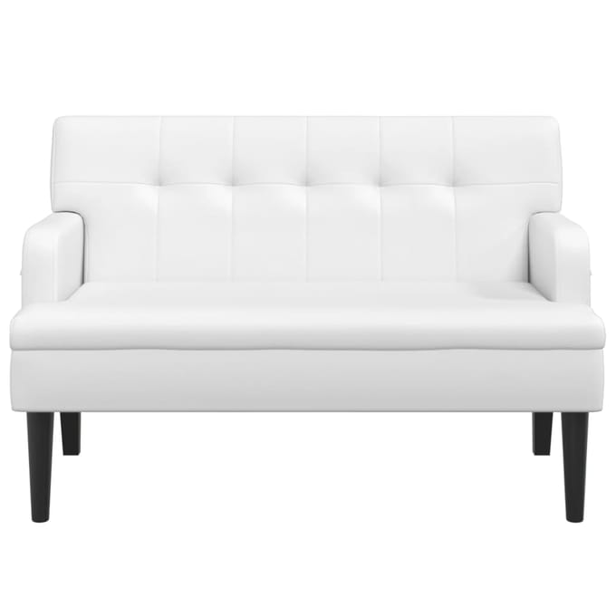 vidaXL - Bankje - met - rugleuning - 112x65,5x75 - cm - kunstleer - wit