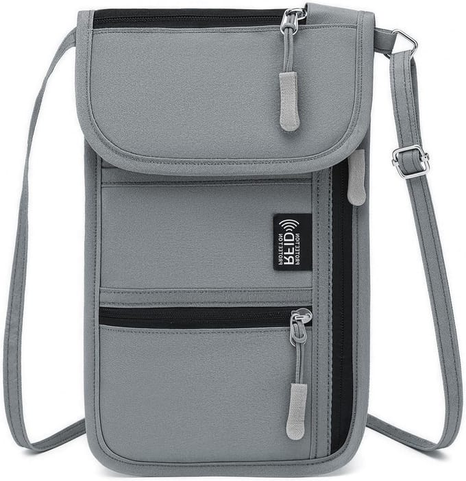 Reisdocumententas voor Dames en Heren, Compact en Stijlvol, Ideaal voor Paspoort en Accessoires, Grijs