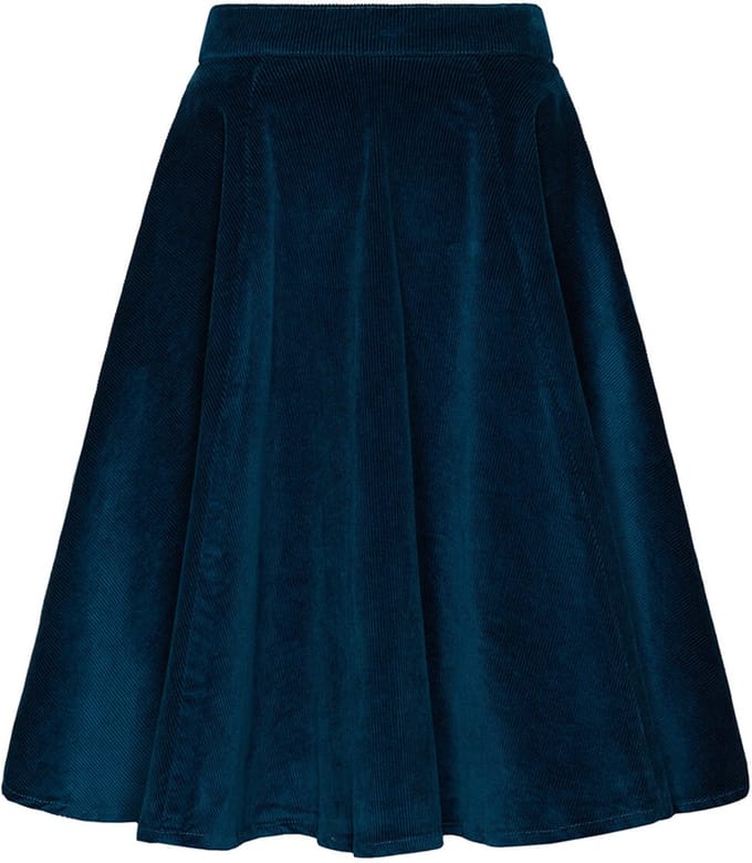 Succubus Clothing Olivia Corduroy Swing Rok Teal