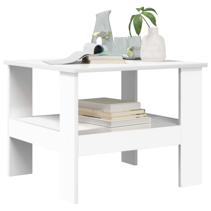 vidaXL - Salontafel - Wit - 57 - x - 55 - x - 45 - cm - Bewerkt - hout