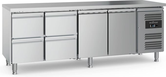 Ecofrost Koelwerkbank - 553L - 2 Deuren + 4 Laden - +2°C/+8°C - Geforceerd - 2230x700x850mm