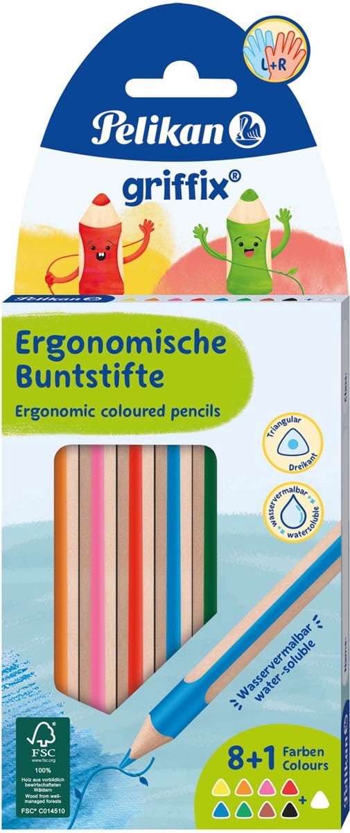 Pelikan Griffix kleurpotlood, etui van 9 stuks 10 stuks