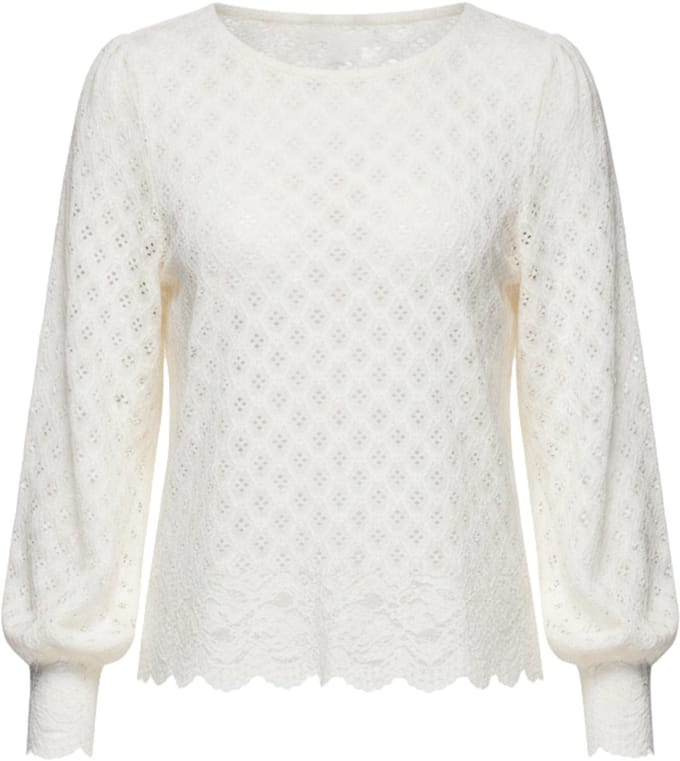 OMBRE Blouse - Loose Fit - Polyamide - Lange Mouw Gebroken Wit S