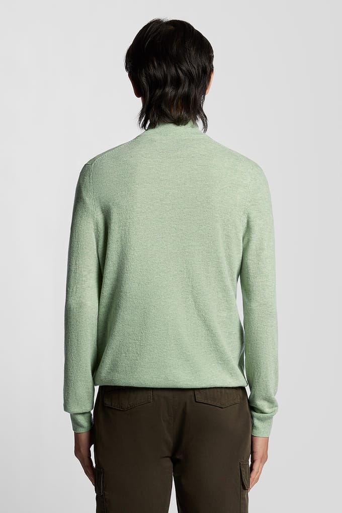 Lyle & Scott Lambswool Blend Quarter Zip Jumper Cold Mint Marl size S | Sweaters Outlet | Men | Cyan