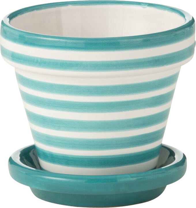 J-Line bloempot Granada Stripes Handmade + Painted - keramiek - aqua - extra small - Ø 17 cm