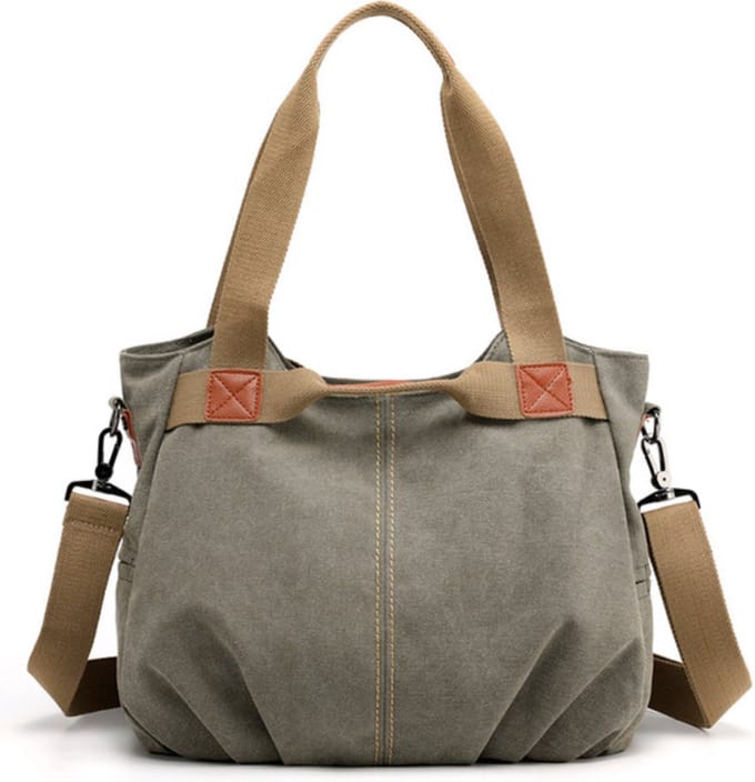 N3 Collecties Canvas Shouldertas voor Dames-Army Green