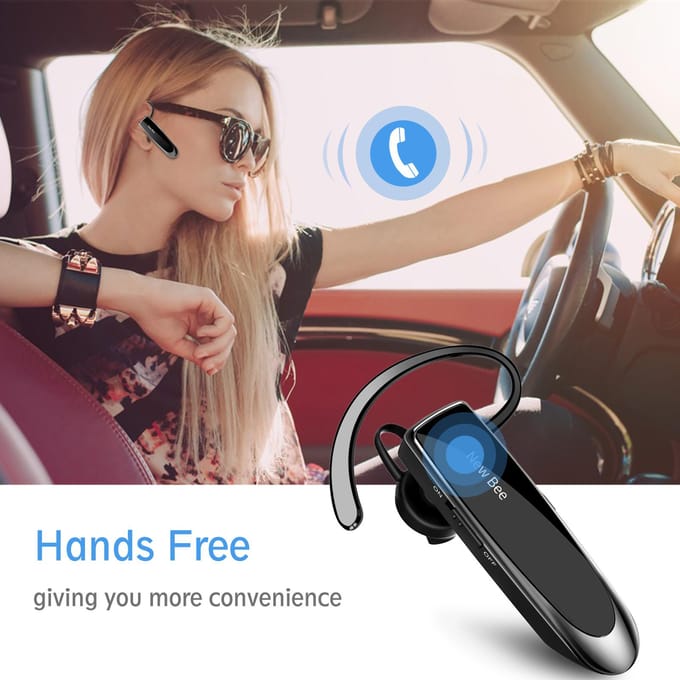 NIEUW BEE Enkele draadloze Bluetooth-headset Oortelefoon Ruisonderdrukkende microfoon Sporthoofdtelefoon Handsfree zwart