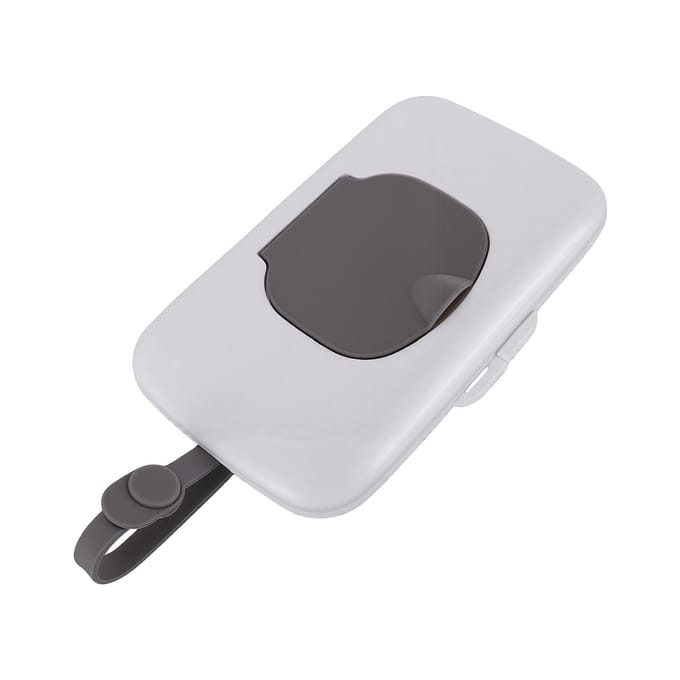 Reisbabywipeshouder met Ophanglus Navulbaar Afsluitbare Draagbare Wipes Container Grijs white