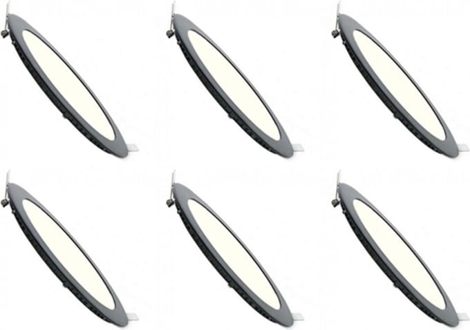 LED Downlight Slim 6 Pack - Inbouw Rond 6W - Dimbaar - Natuurlijk Wit 4200K - Mat Zwart Aluminium - Ø120mm