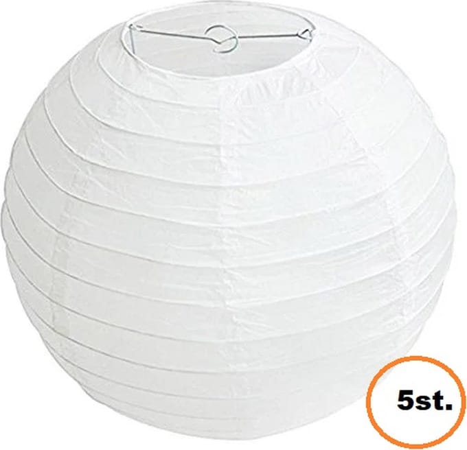 5 stuks witte lampion 35 cm