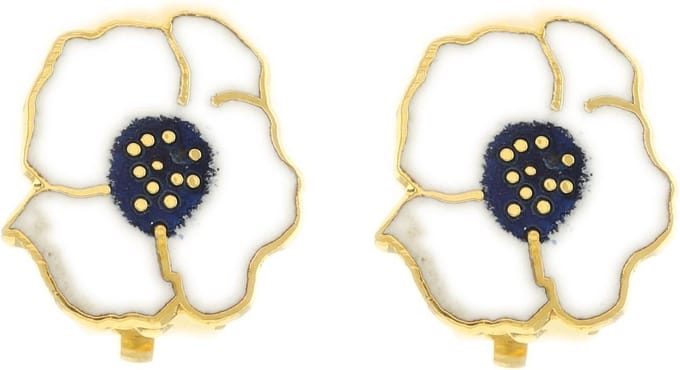 Behave - Oorclips dames - bloemmotief - wit - 1,5 cm