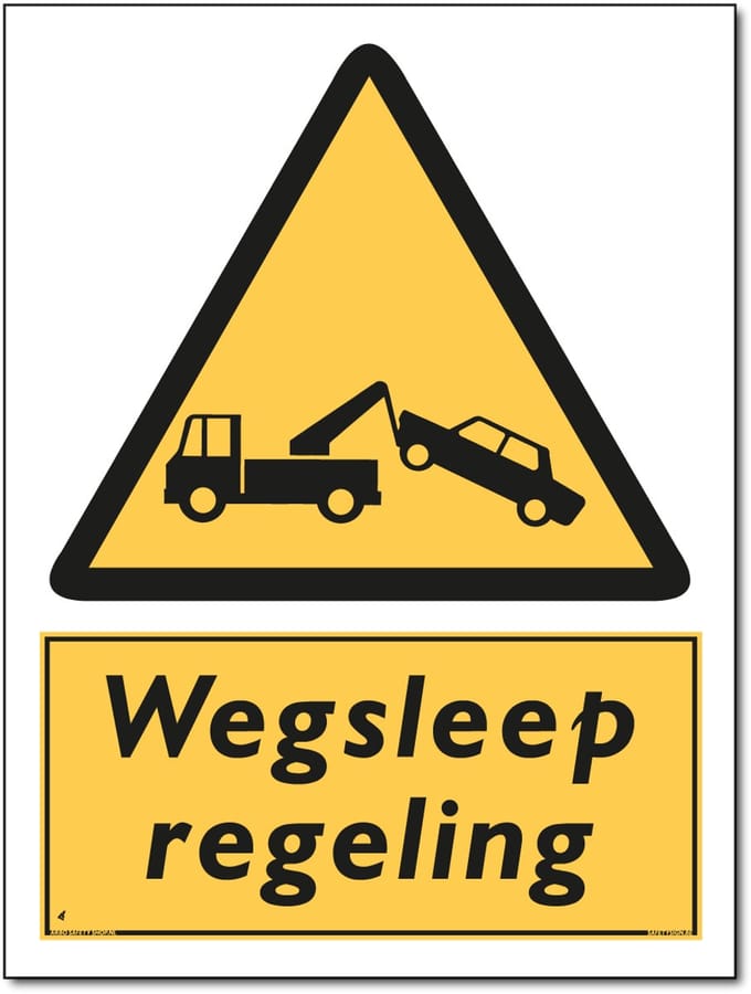 Wegsleepregeling bord - Bord 300 x 400 mm - (Aluminium)