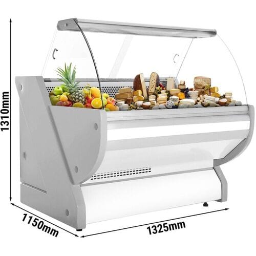 GGM Gastro Kühl-/ Fleischtheke - 1300mm - Weiß - mit Fleischlicht & beleuchteter Frontblende Grijs