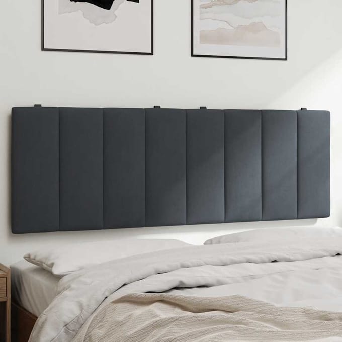 vidaXL - Hoofdbordkussen - "Hanko" - 140 - cm - fluweel - donkergrijs