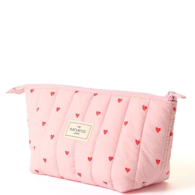 The Flat Lay Co. Marshmallow Essential Makeup Pouch - Sweet Pink Hearts