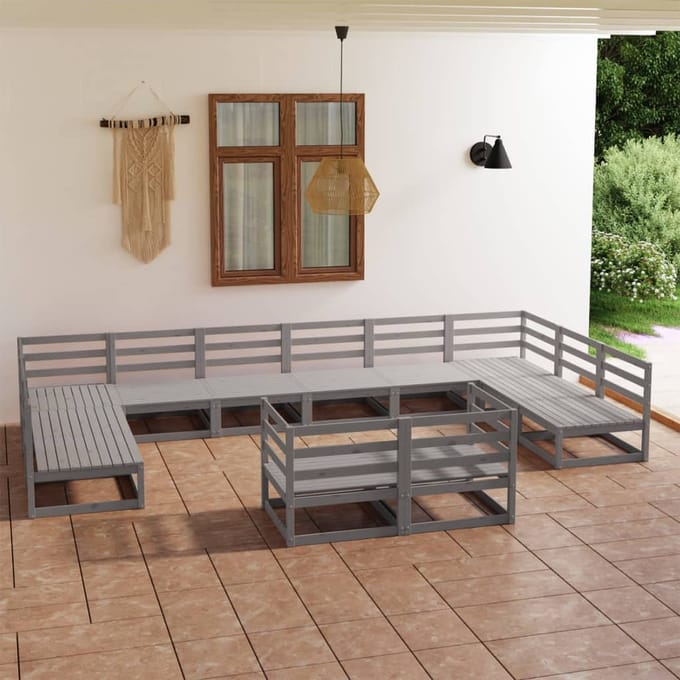 vidaXL - 12-delige - Loungeset - massief - grenenhout