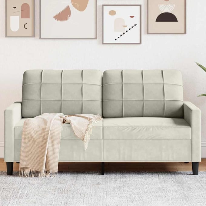 vidaXL - Tweezitsbank - 140 - cm - fluweel - crèmekleurig