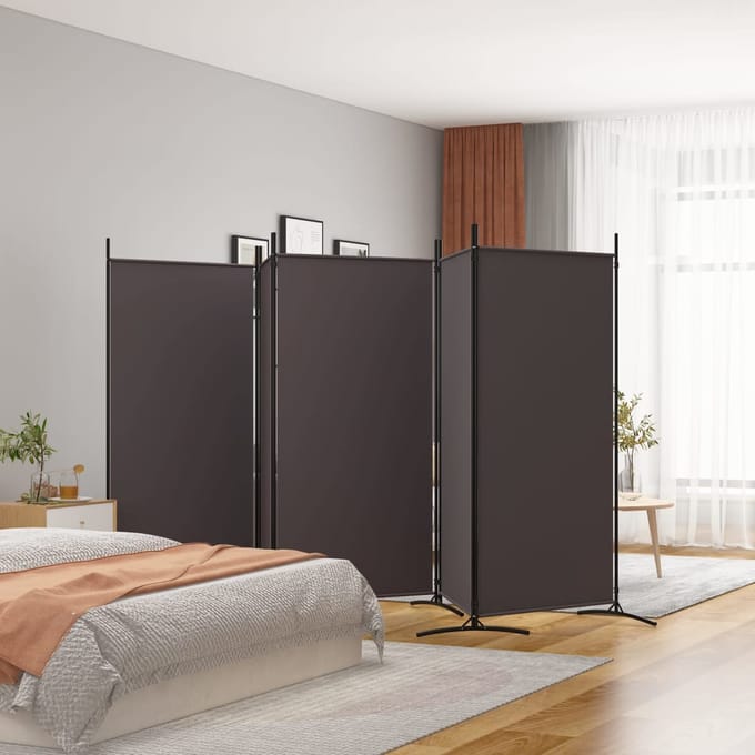 vidaXL - Kamerscherm - met - 5 - panelen - 433x180 - cm - stof - bruin