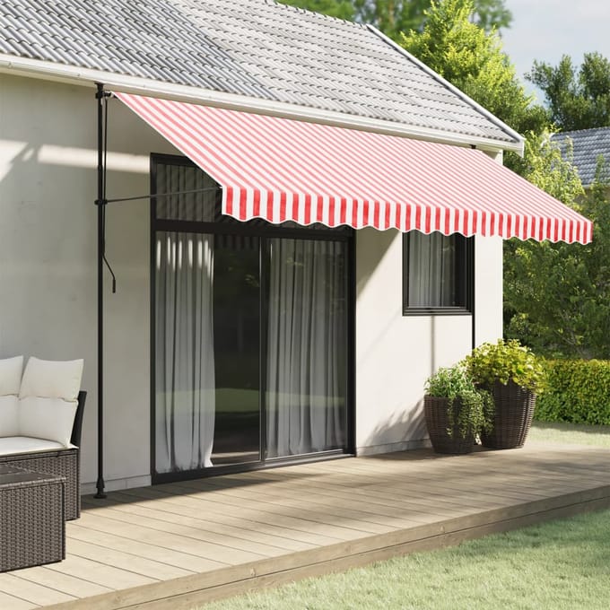 vidaXL - Vervangingsdoek - voor - luifelrok - gestreept - 400 - cm - rood - en - wit