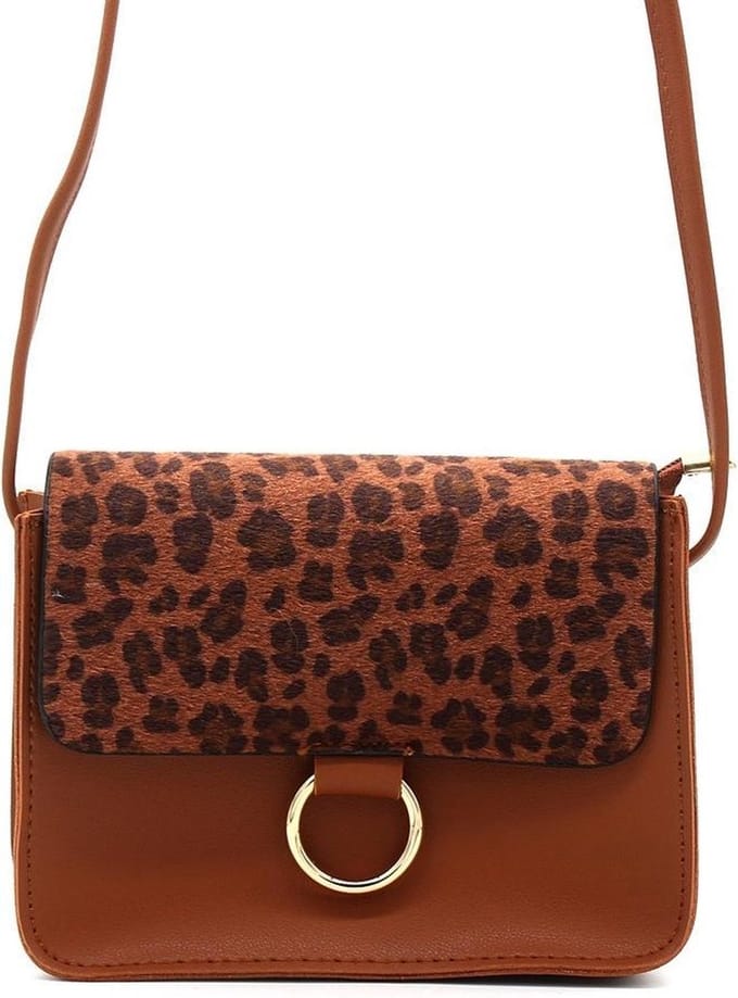 Tas met Panterprint - Luipaard - PU Imitatieleer - 20x15x5 cm - Bruin - Dielay
