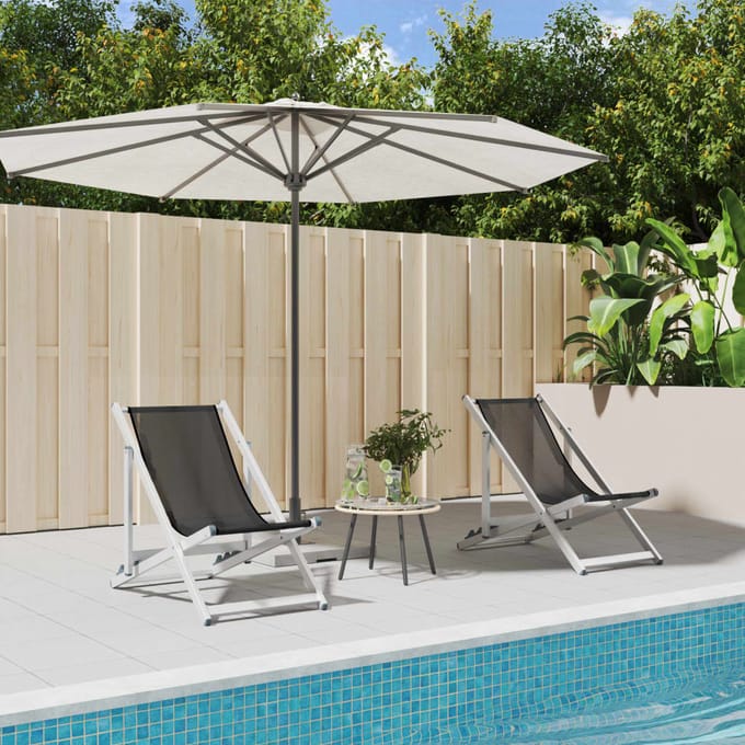 vidaXL - Opklapbare - stoelen, - 2 - stuks, - grijs - aluminium - en - textilene.
