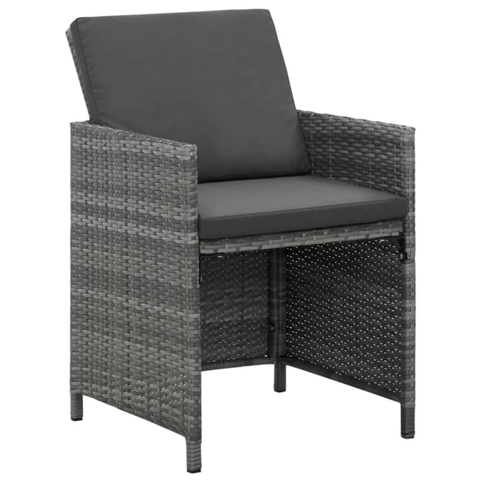 vidaXL - 9-delige - Tuinset - met - kussens - poly - rattan - grijs