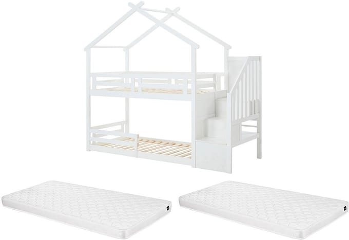 Vente-unique Stapelbed hout wit 90 x 190 cm