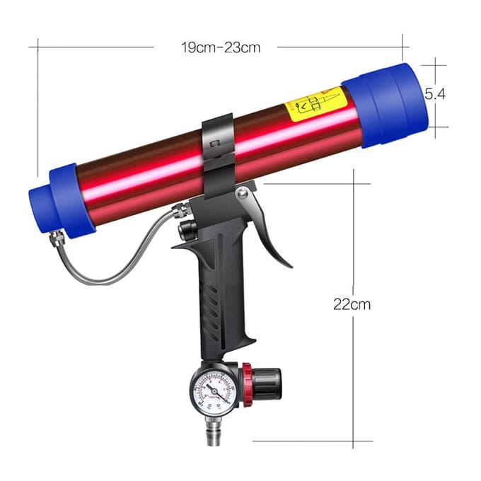 Verstelbare pneumatische glaslijmpistool Air Rubber Gun Tool 310ml Harde lijmkit applicator Kit