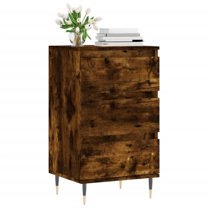 vidaXL - Dressoir - 40x35x70 - cm - bewerkt - hout - gerookt - eikenkleurig