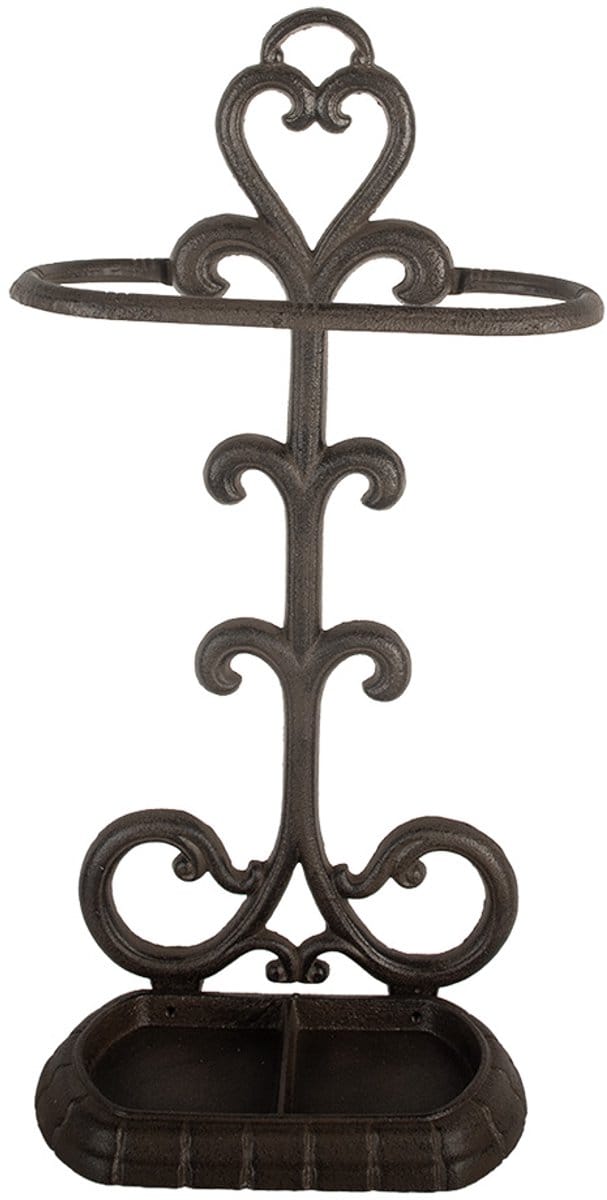 Clayre & Eef Paraplubak 29x13x56 cm Bruin Metaal Hart
